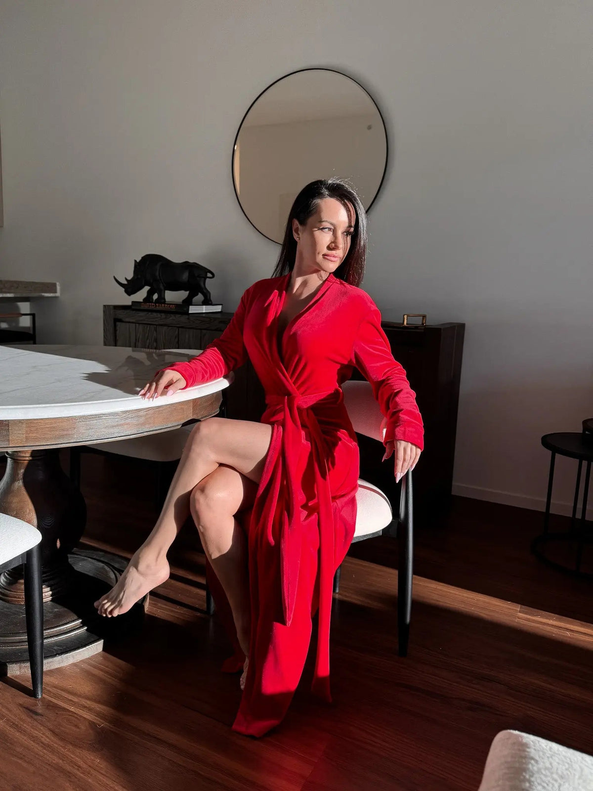 Lady in Red Robe Sexy Little Robe