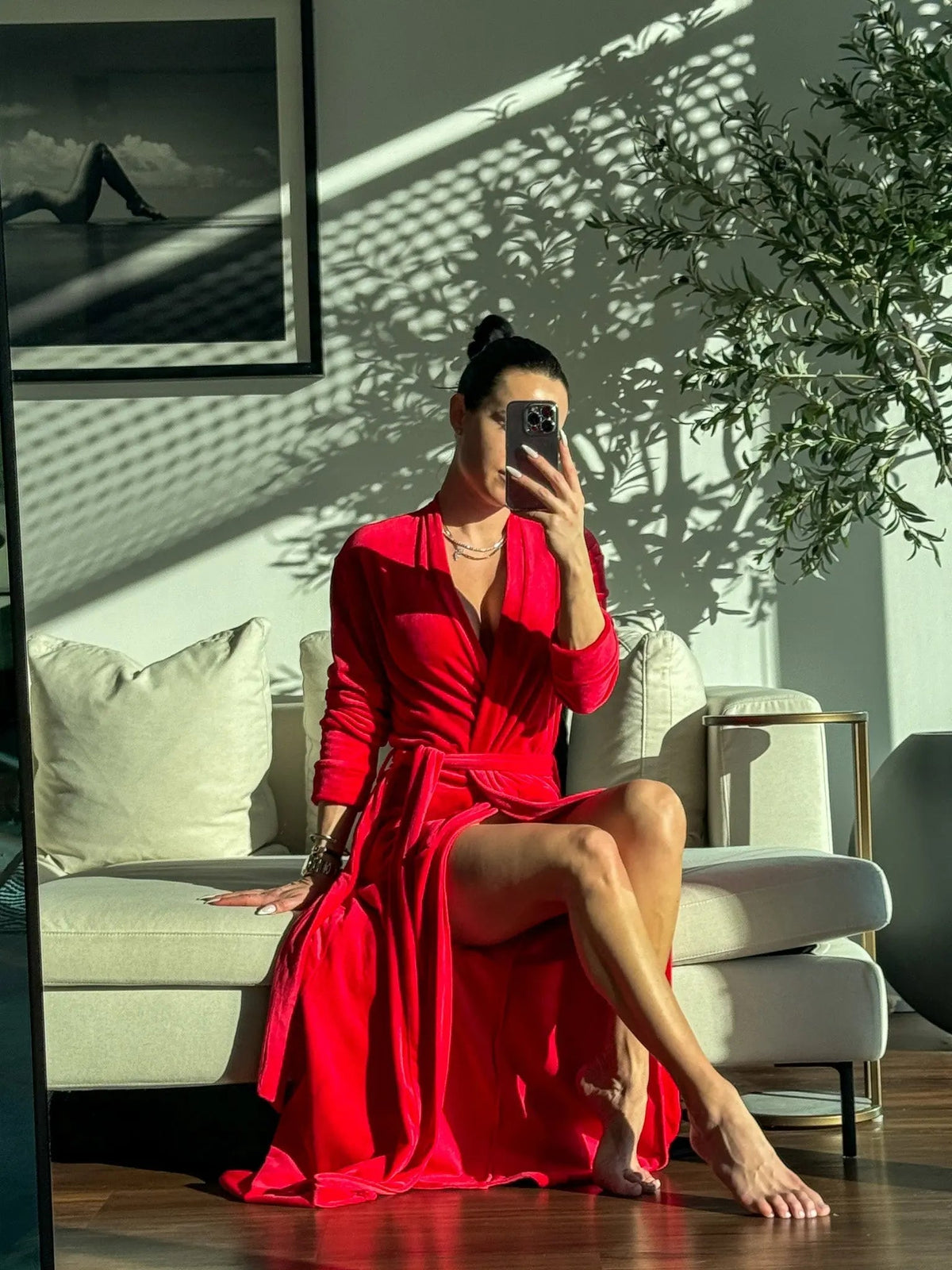 Lady in Red Robe Sexy Little Robe